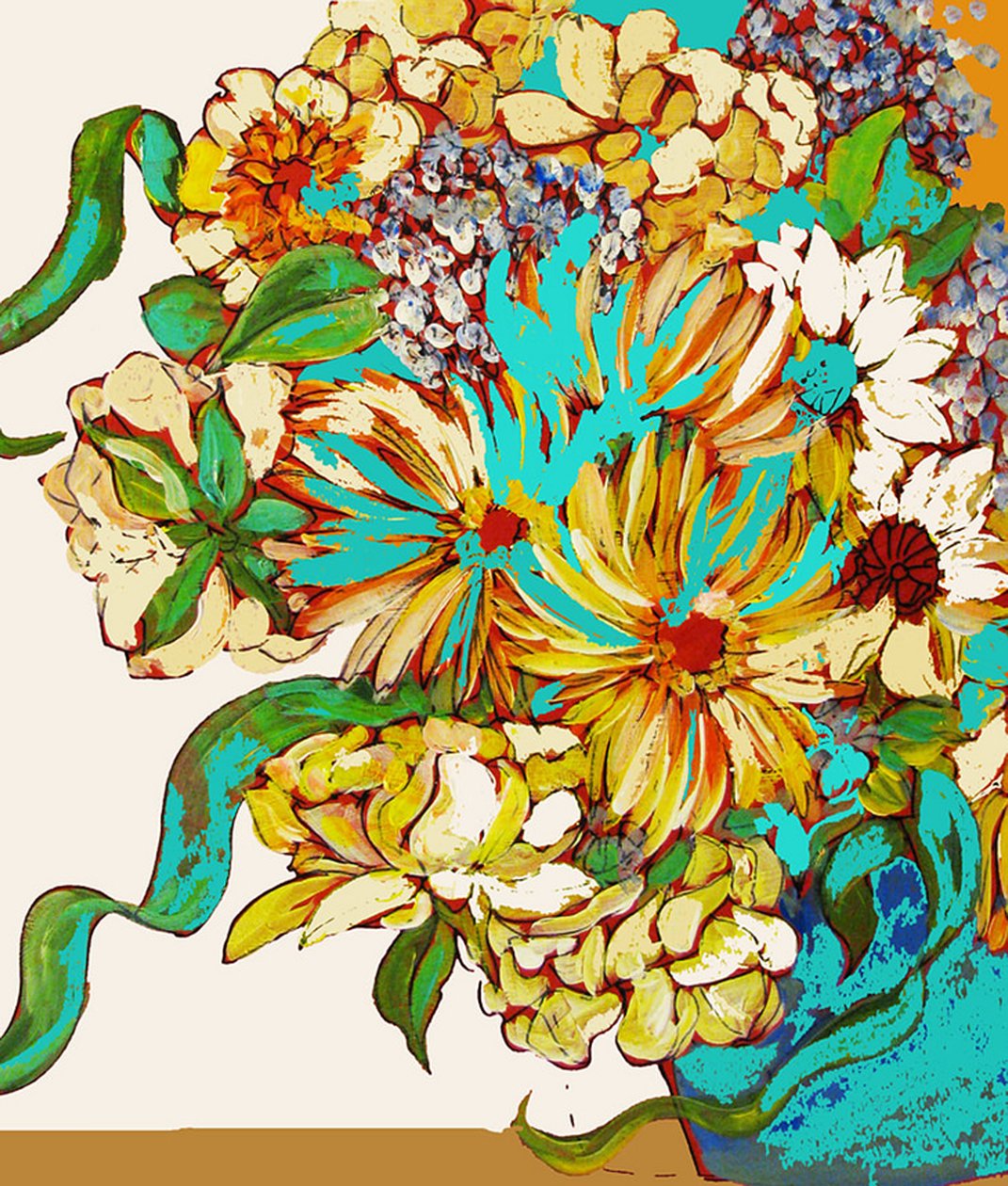 BOUQUET DE PRINTEMPS, 2016 (techniques mixtes) - linda arthurs
