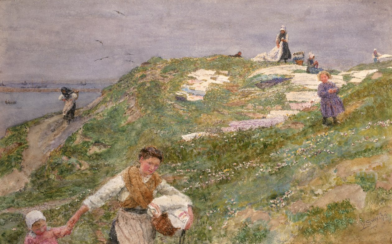 Blanchiment du linge - Le Portel, avant 1896 - Lionel Percy Smythe