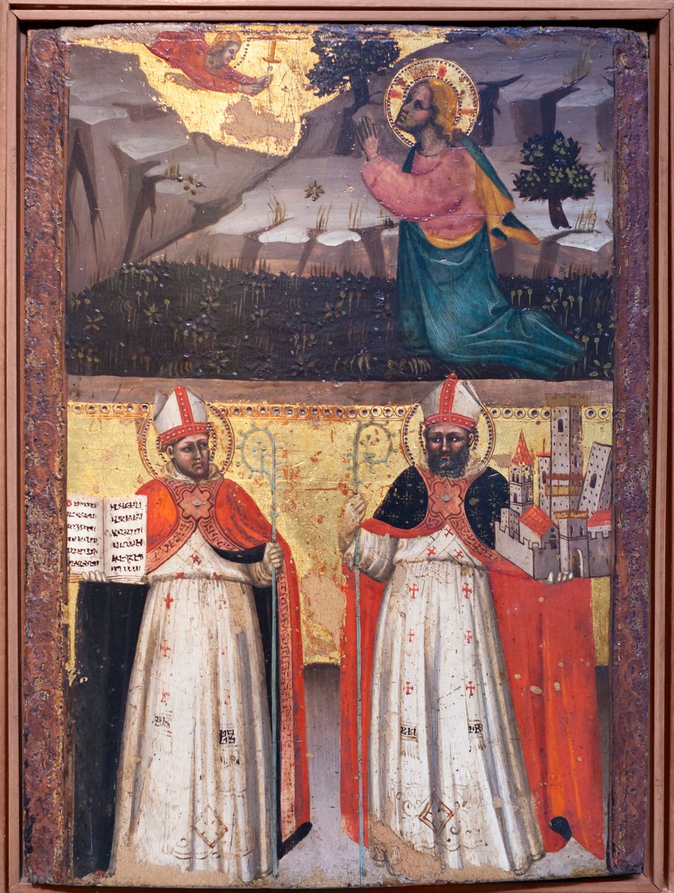 Prière au jardin. Saints Ambroise et Pétrone - Lippo di Dalmasio