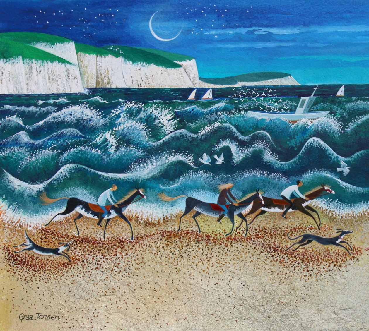 Midnight Riders, 2020 (acrylique sur papier) - Lisa Graa Jensen