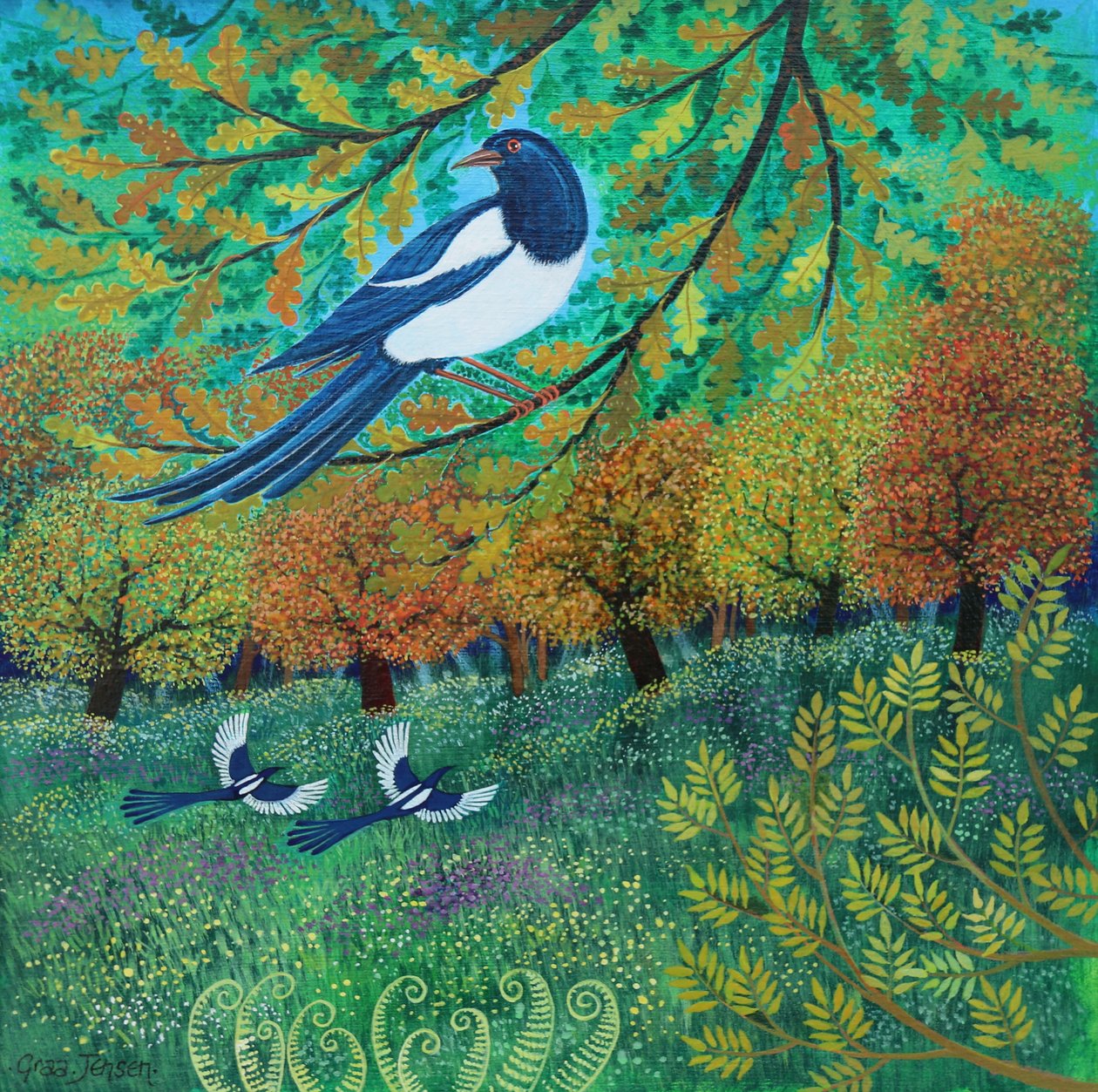 Année de la pie, 2025 (acrylique sur lin) - Lisa Graa Jensen