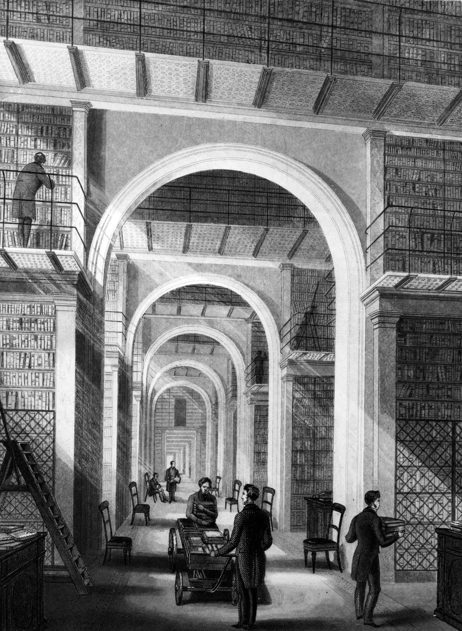 British Museum - Bibliothèque supplémentaire, gravé par E. Radclyffe, publié dans 