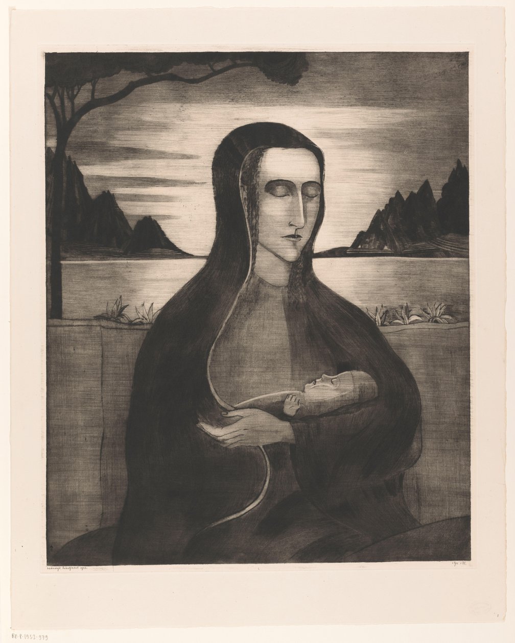 Femme corse avec enfant - Lodewijk Schelfhout (signed by artist)