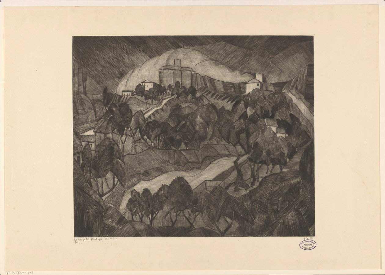 Château sur une colline - Lodewijk Schelfhout (signed by artist)