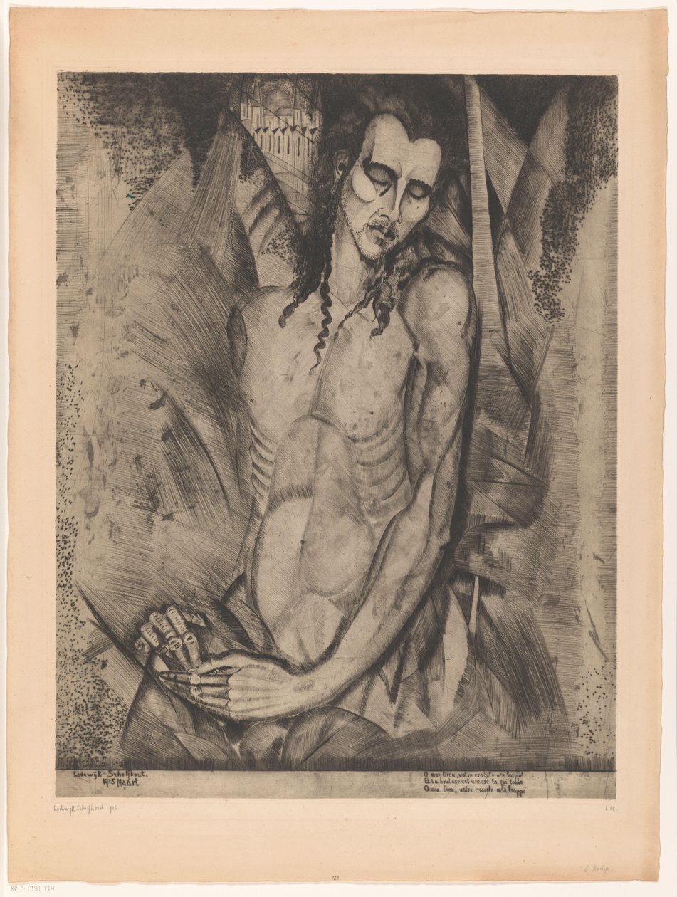 Homme nu aux yeux fermés - Lodewijk Schelfhout (signed by artist)