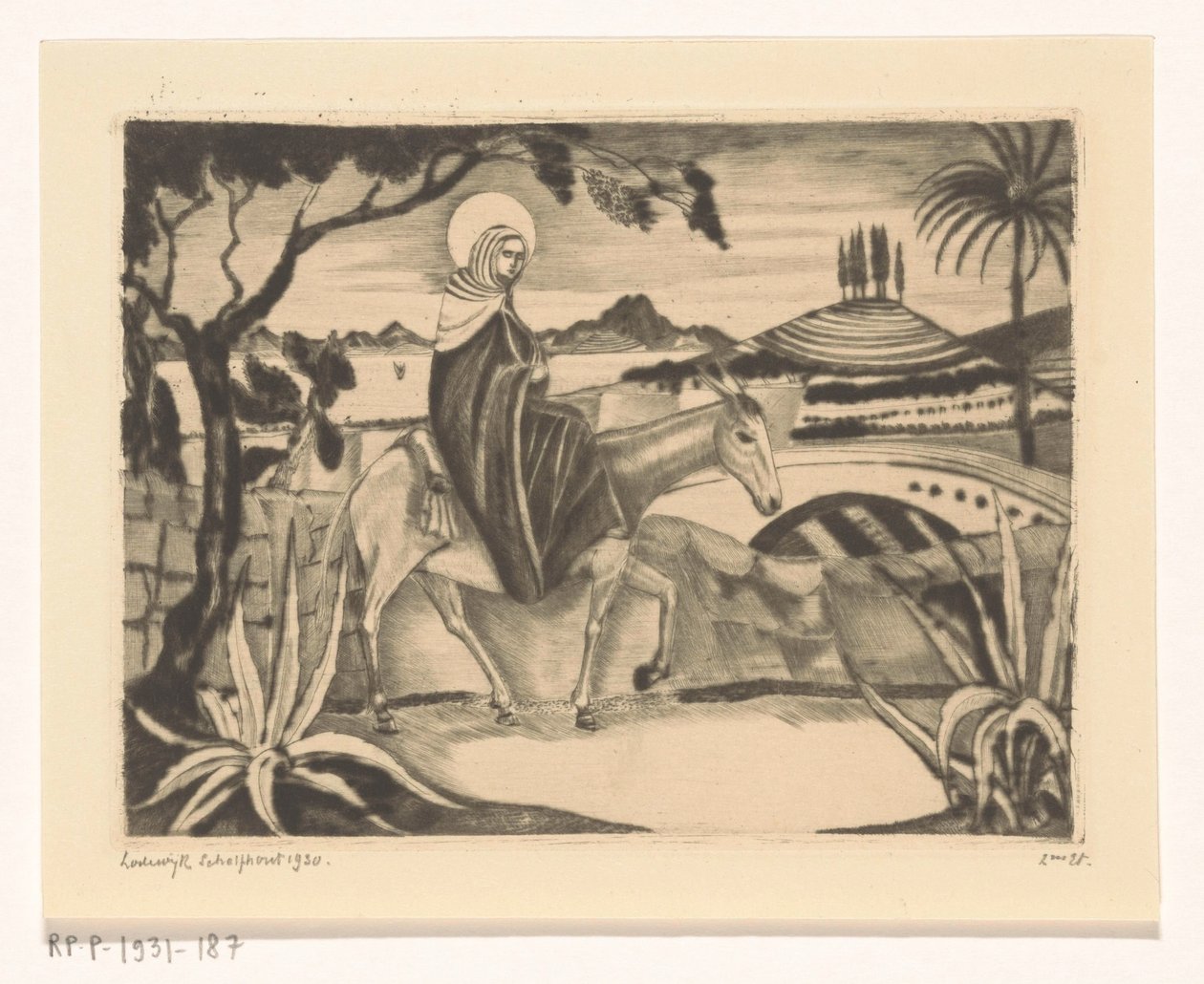 Fuite en Égypte - Lodewijk Schelfhout (signed by artist)