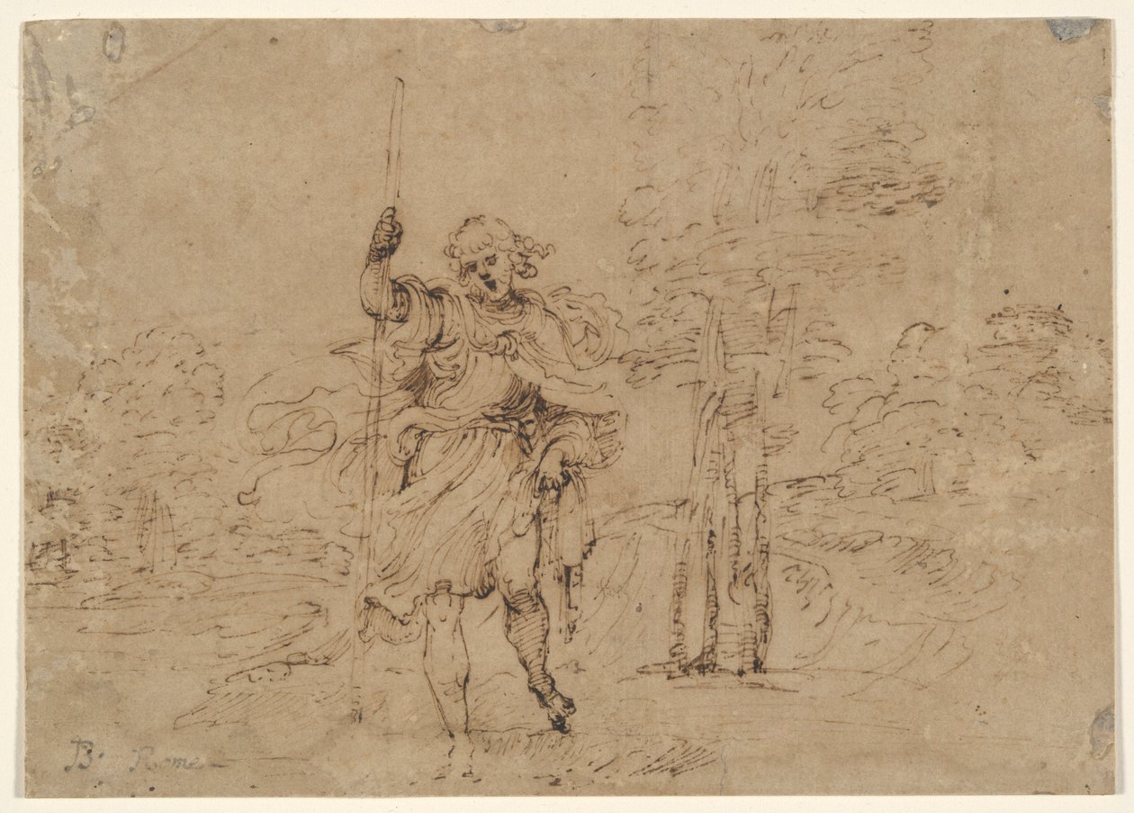 Saint Christophe (ou Saint Roch ?) dans un paysage - Lodovico Carracci