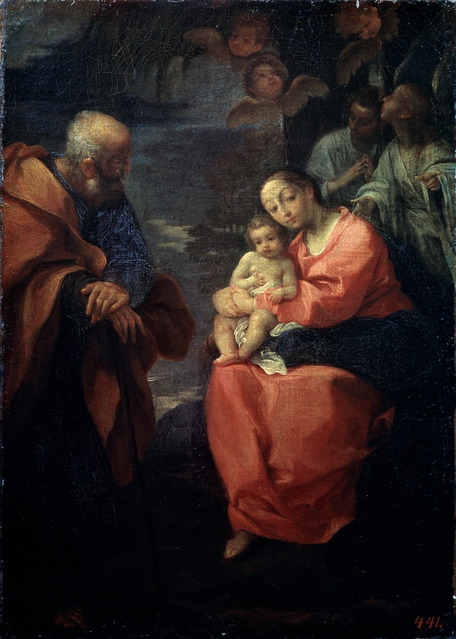 La Sainte Famille sous un palmier, Repos pendant la fuite en Égypte, fin du 16ème siècle - Lodovico Carracci