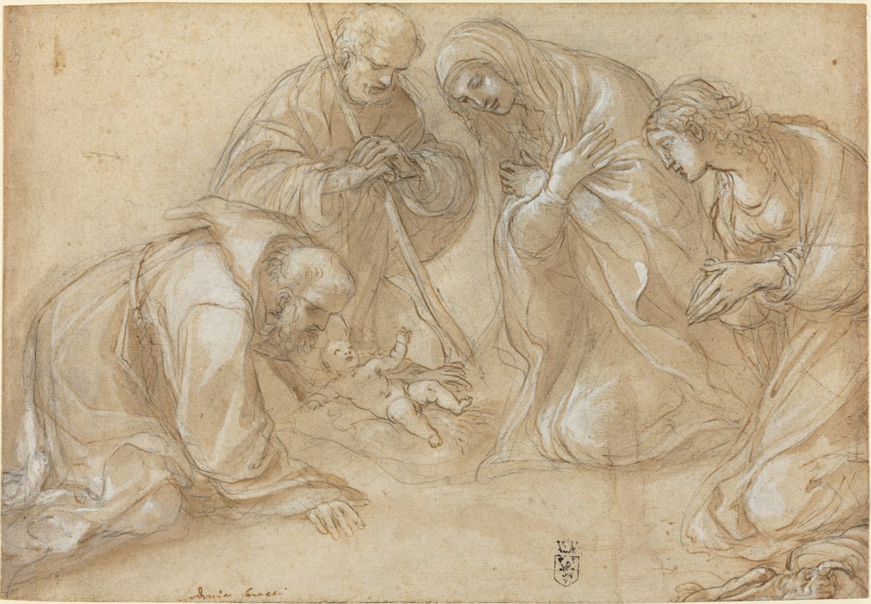 La Nativité avec les saints François et Agnès - Lodovico Carracci