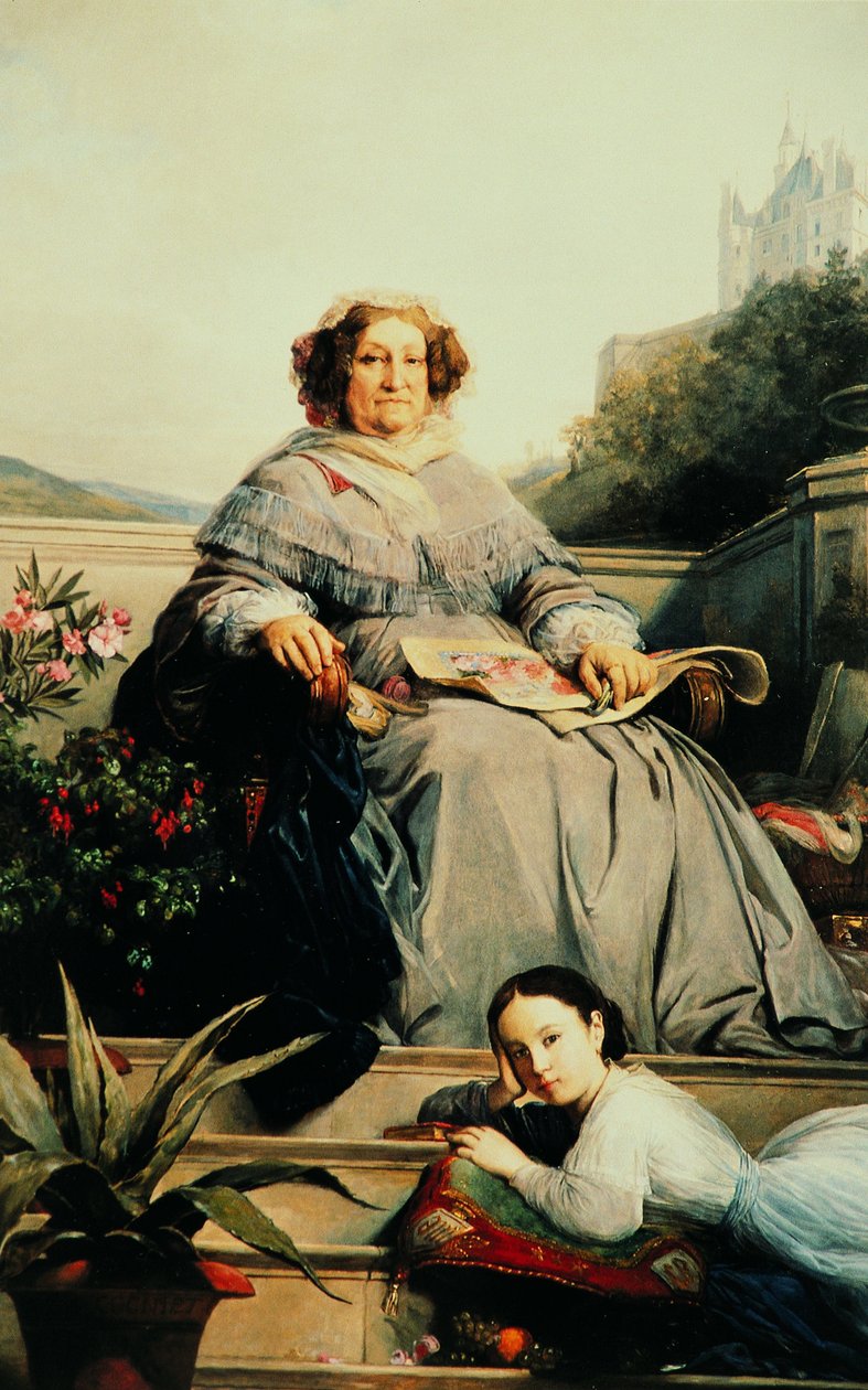 Portrait de Madame Clicquot, née Ponsardin 1777-1866 avec sa fille, entre 1851 et 1860 - Léon Cogniet