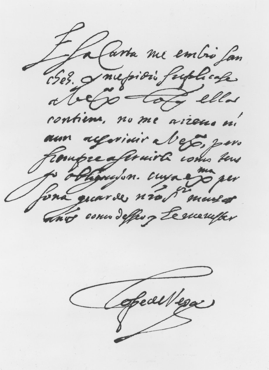 Lettre signée - Lope Felix de Vega Carpio