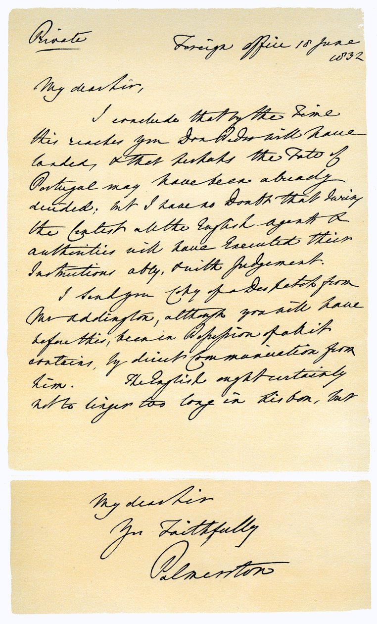 Lettre de Henry John Temple à RB Hoppner, 18 juin 1832 - Lord Palmerston