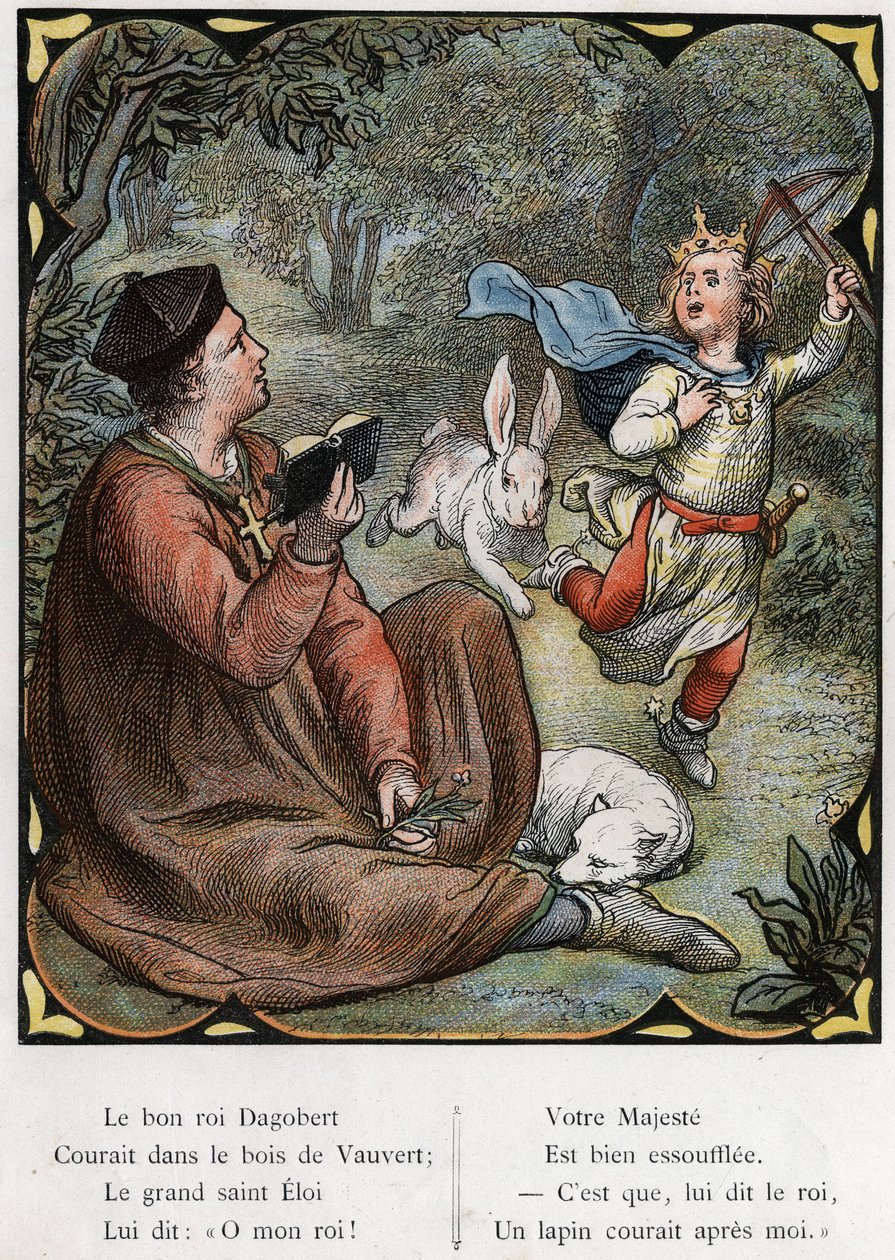 Illustration de Lorenz Frolich (1820-1908) pour la chanson populaire "Le Bon Roi Dagobert". Édition J. Hetzel. Vers 1880. - Lorens Frolich