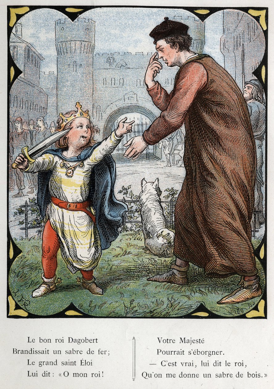Illustration de Lorenz Frolich (1820-1908) pour la chanson populaire "Le Bon Roi Dagobert". Édition J. Hetzel. Vers 1880. - Lorens Frolich