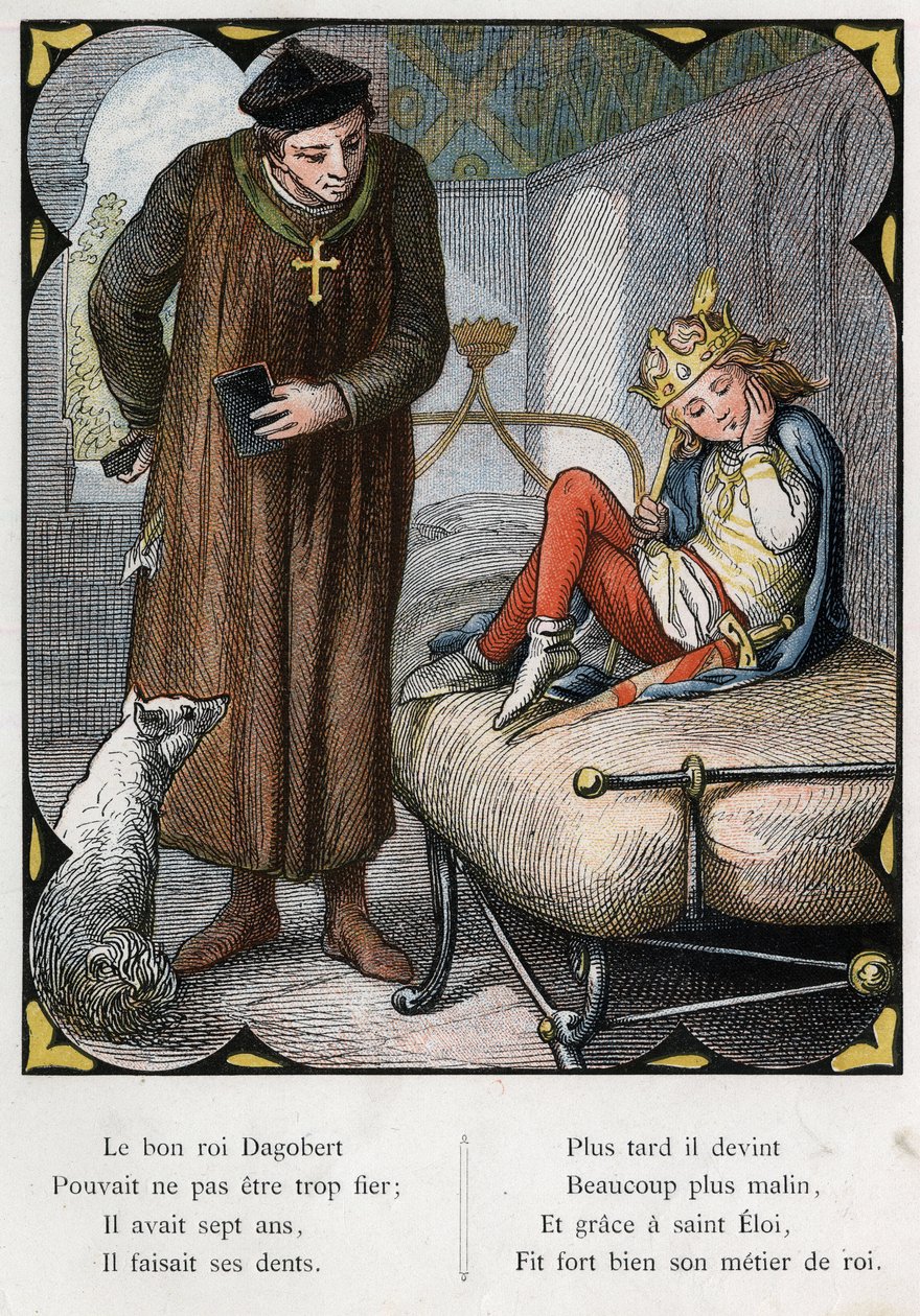 Illustration de Lorenz Frolich (1820-1908) pour la chanson populaire « Le bon roi Dagobert ». Édition J. Hetzel. Vers 1880. (Mal de dents) - Lorens Frolich