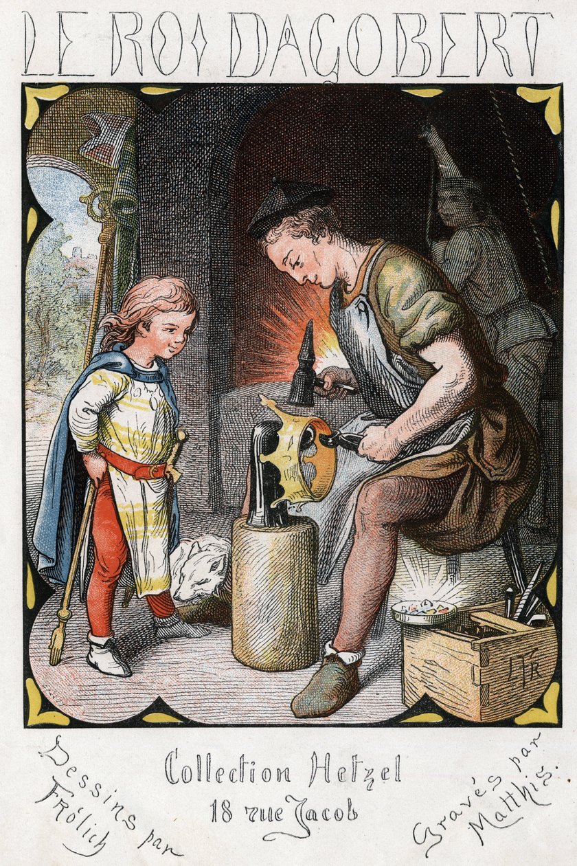 Illustration de Lorenz Frolich (1820-1908) pour la chanson populaire « Le bon roi Dagobert ». Édition J. Hetzel. Vers 1880 - Lorens Frolich