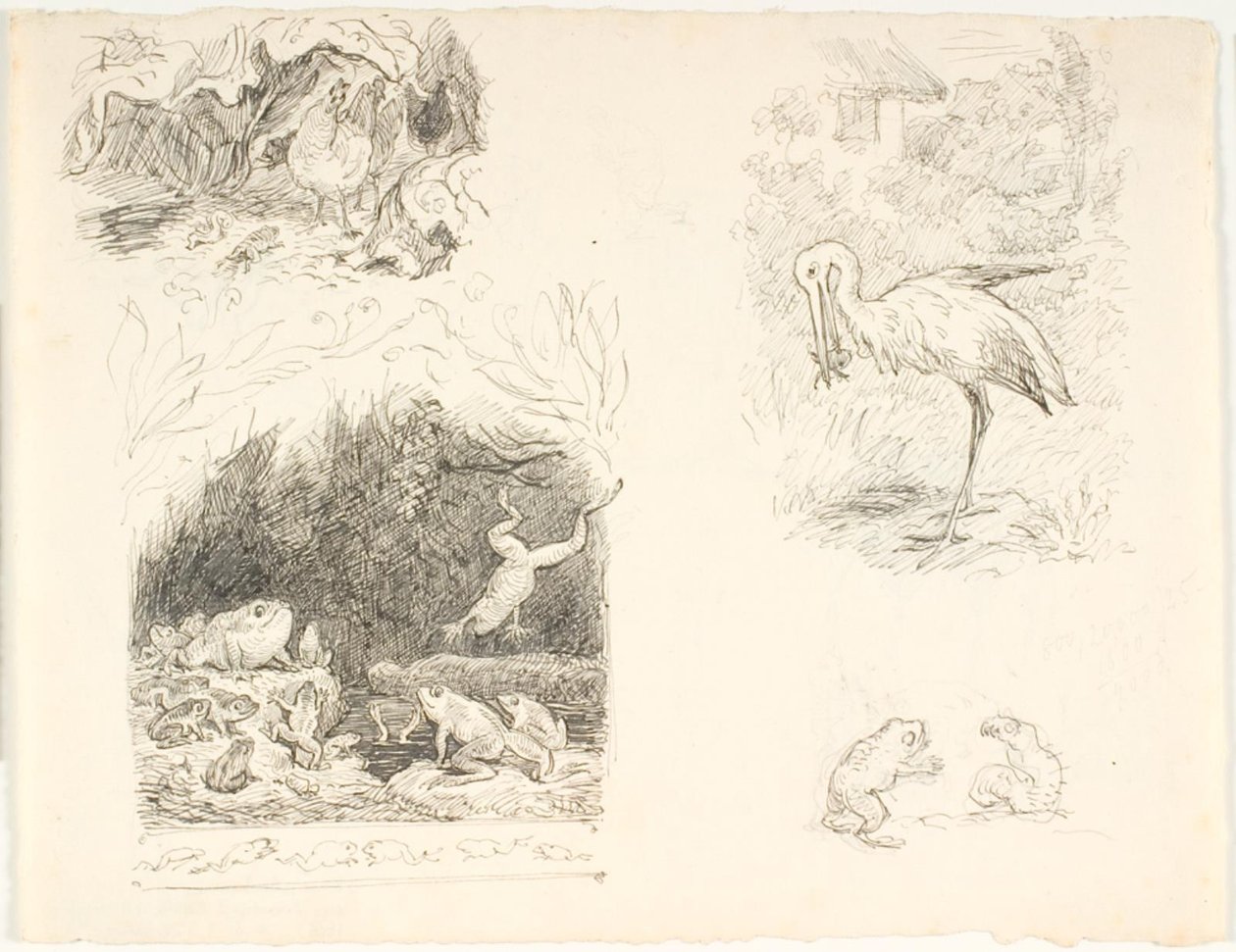 Quatre esquisses pour des illustrations de La Crapaudine, Nouveaux Contes et Histoires de H.C. Andersen - Lorenz Frølich