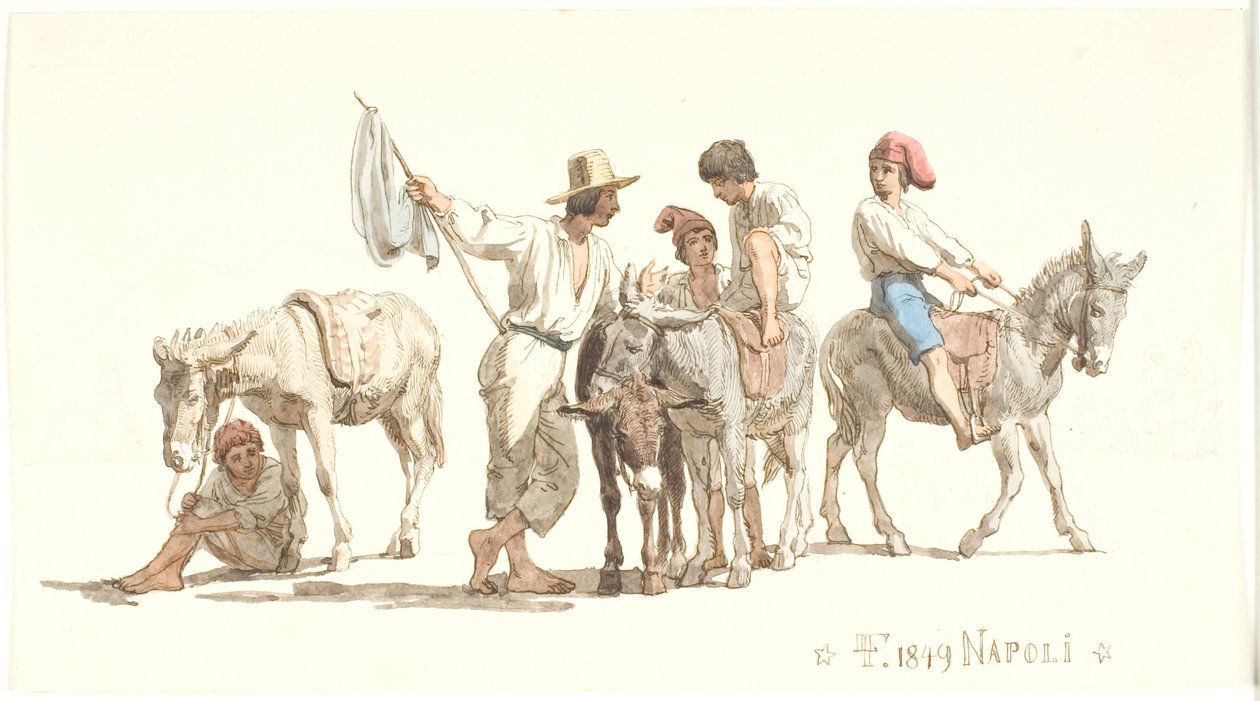 Italiens chevauchant des ânes - Lorenz Frølich