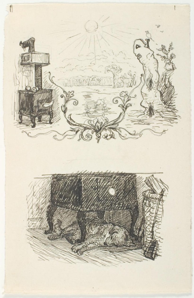 Deux esquisses pour des illustrations de Le Bonhomme de neige - Lorenz Frølich