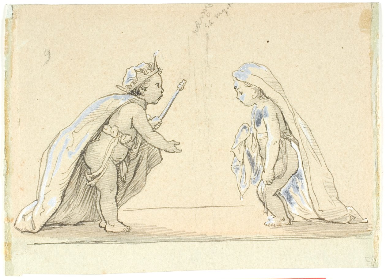 Vignette avec deux enfants déguisés en roi et jeune mariée - Lorenz Frølich