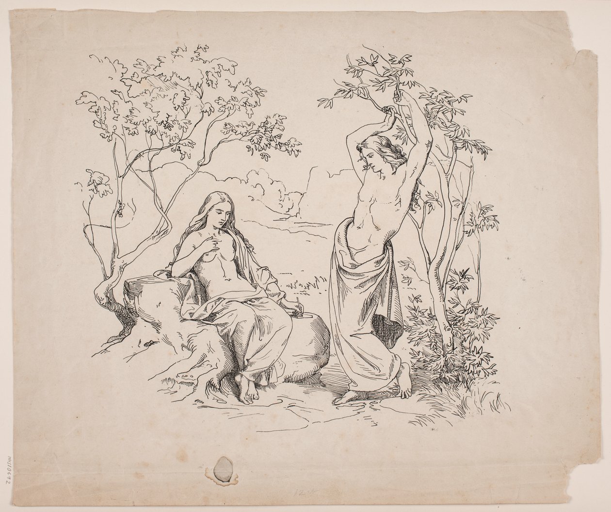 Une figure féminine assise et une figure masculine debout - Lorenz Frølich