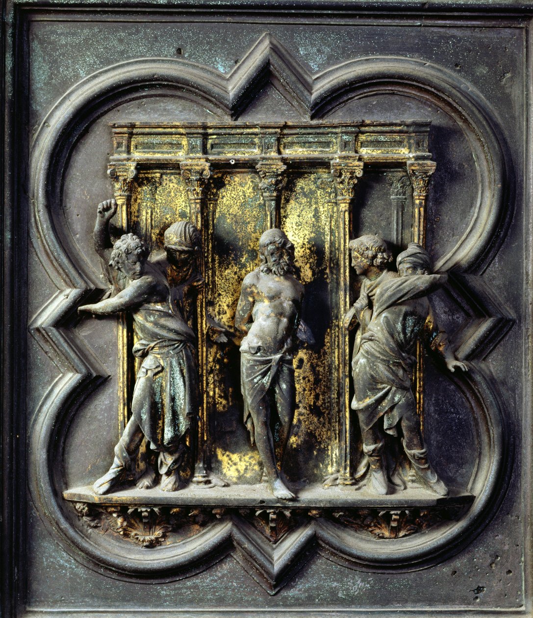 La Flagellation du Christ, quinzième panneau des Portes Nord du Baptistère de San Giovanni, 1403-24 (bronze) - Lorenzo Ghiberti