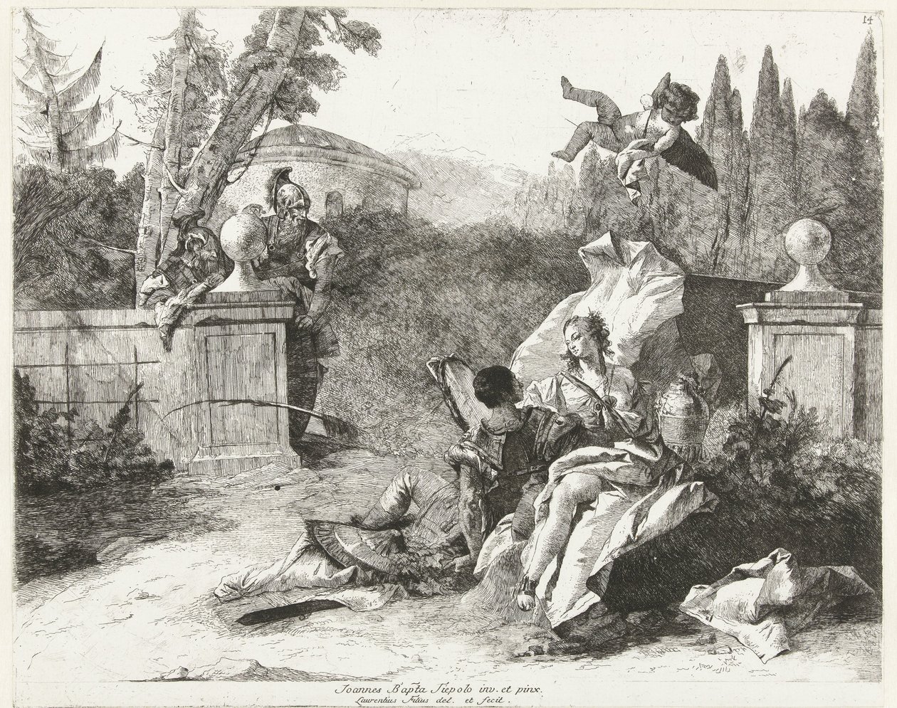 Rinaldo et Armida espionnés par Ubaldo et Carlo - Lorenzo Baldissera Tiepolo