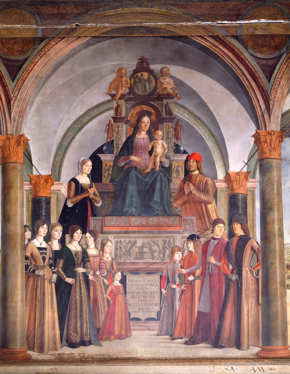 Madone et Enfant avec Anges, par Lorenzo Costa (ca 1537-1583), chapelle Bentivoglio dans l
