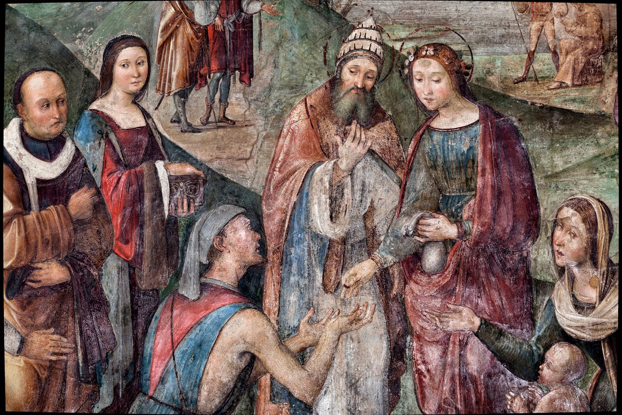 Sainte Cécile donne ses biens aux pauvres (détail) - Lorenzo Costa