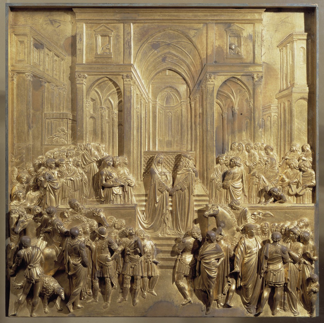La rencontre du roi Salomon et de la reine de Saba. Panneau original de la porte du Paradis - Lorenzo Ghiberti