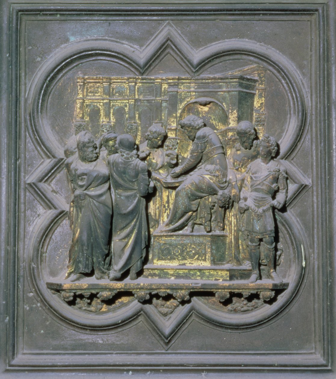 Ponce Pilate se lavant les mains devant le Christ, seizième panneau des portes nord du baptistère de San Giovanni, 1403-24 - Lorenzo Ghiberti
