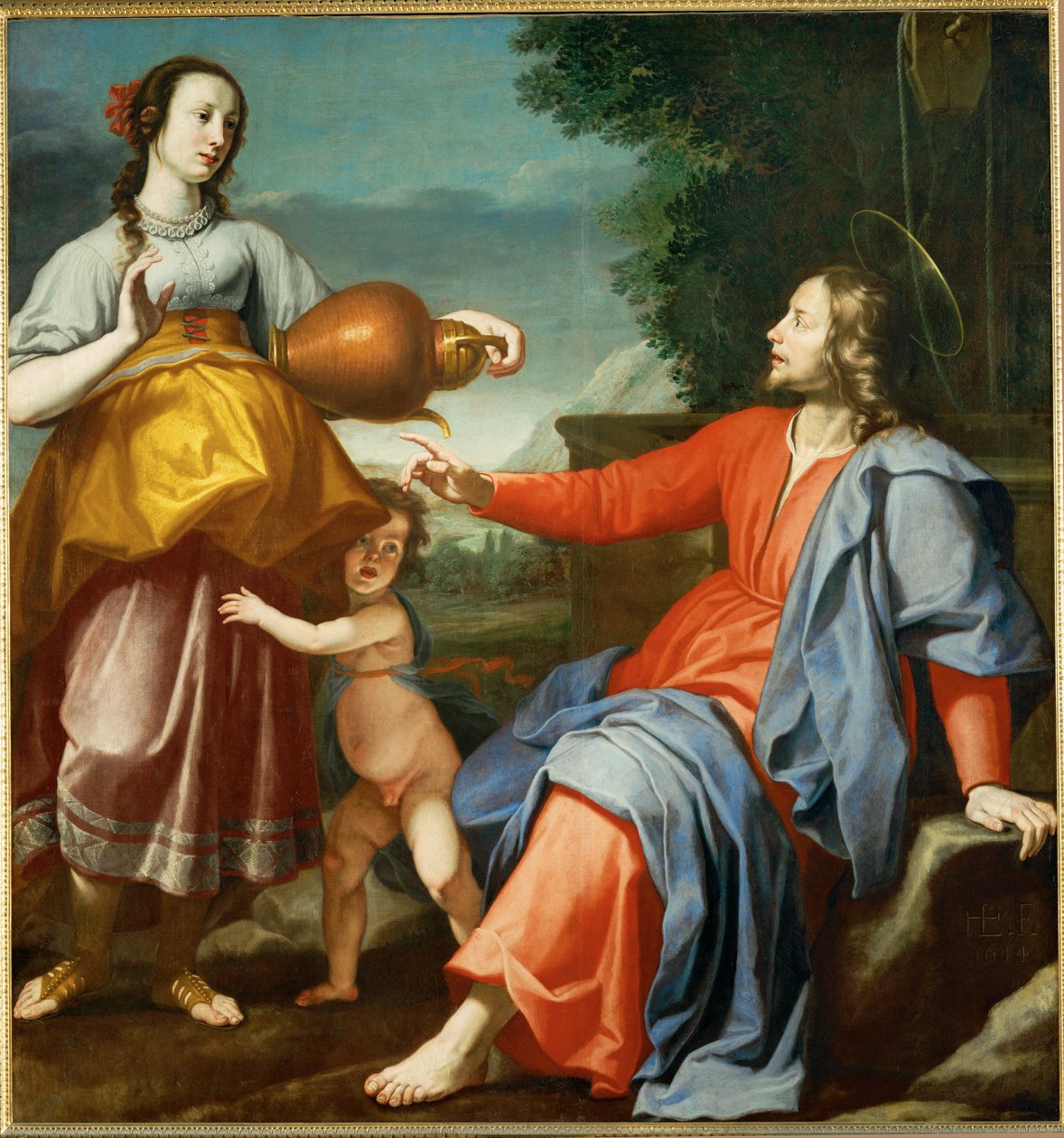 Le Christ et la Samaritaine au puits (peinture sur toile) - Lorenzo Lippi