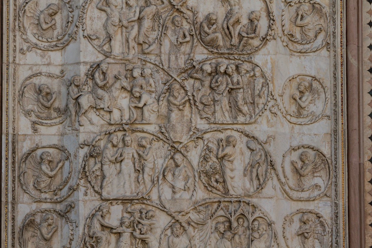 Scènes de la vie du Christ (bas-reliefs de Lorenzo Maitani, avant 1275-1330, troisième colonne, façade de la cathédrale d
