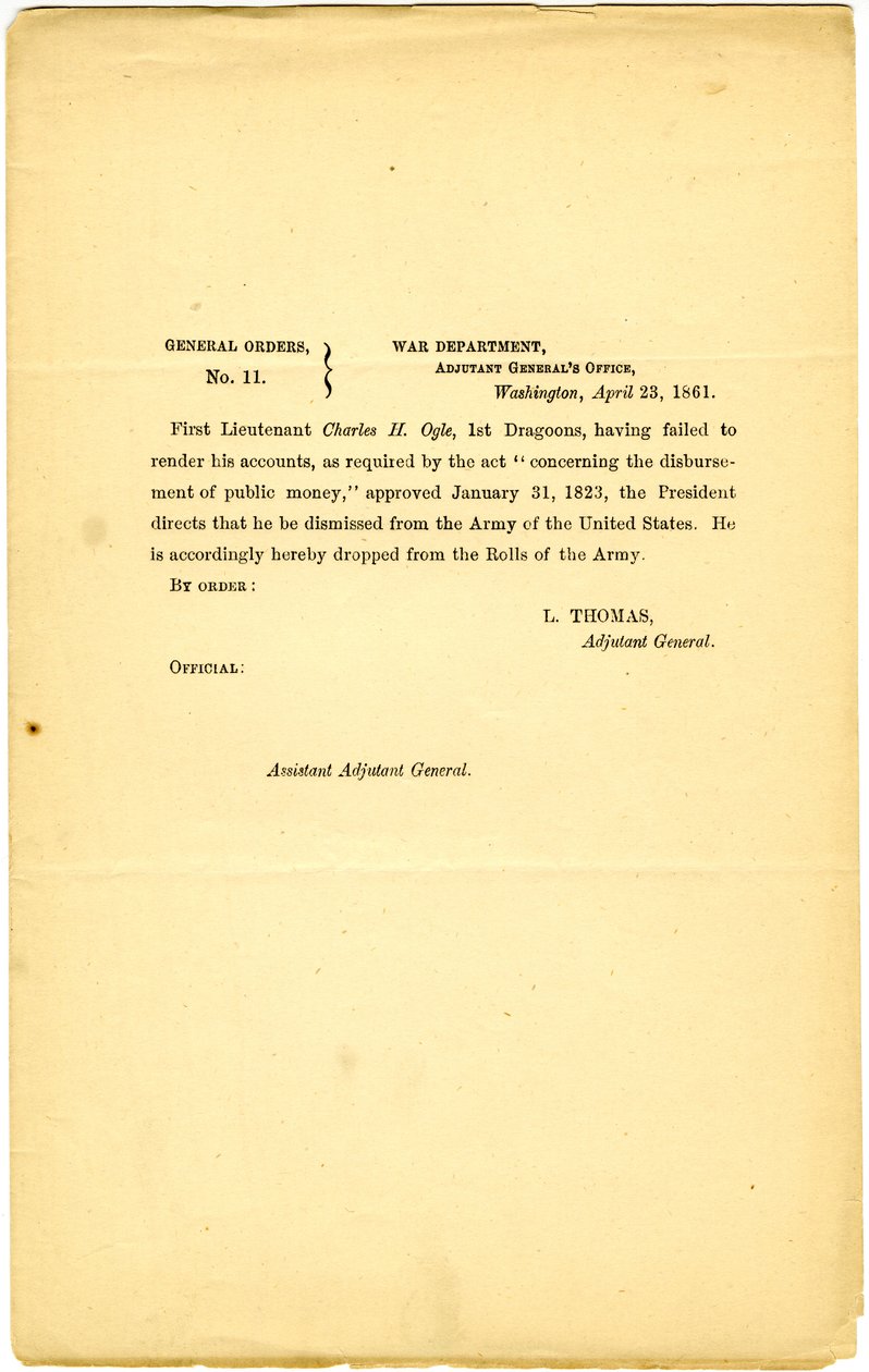 Ordres généraux, No. 11, Département de la Guerre, Bureau de l