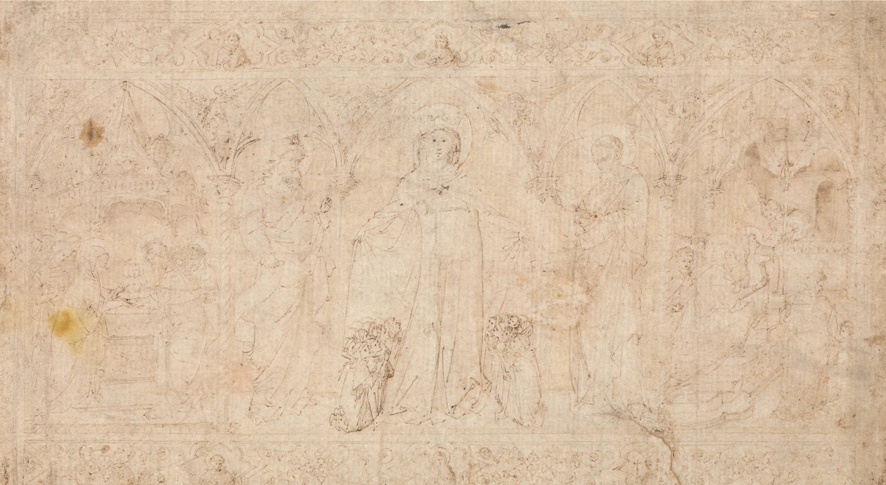 Conception pour un antependium : La Madonna della Misericordia avec les saints Jean-Baptiste, vers 1370 - Lorenzo Veneziano.