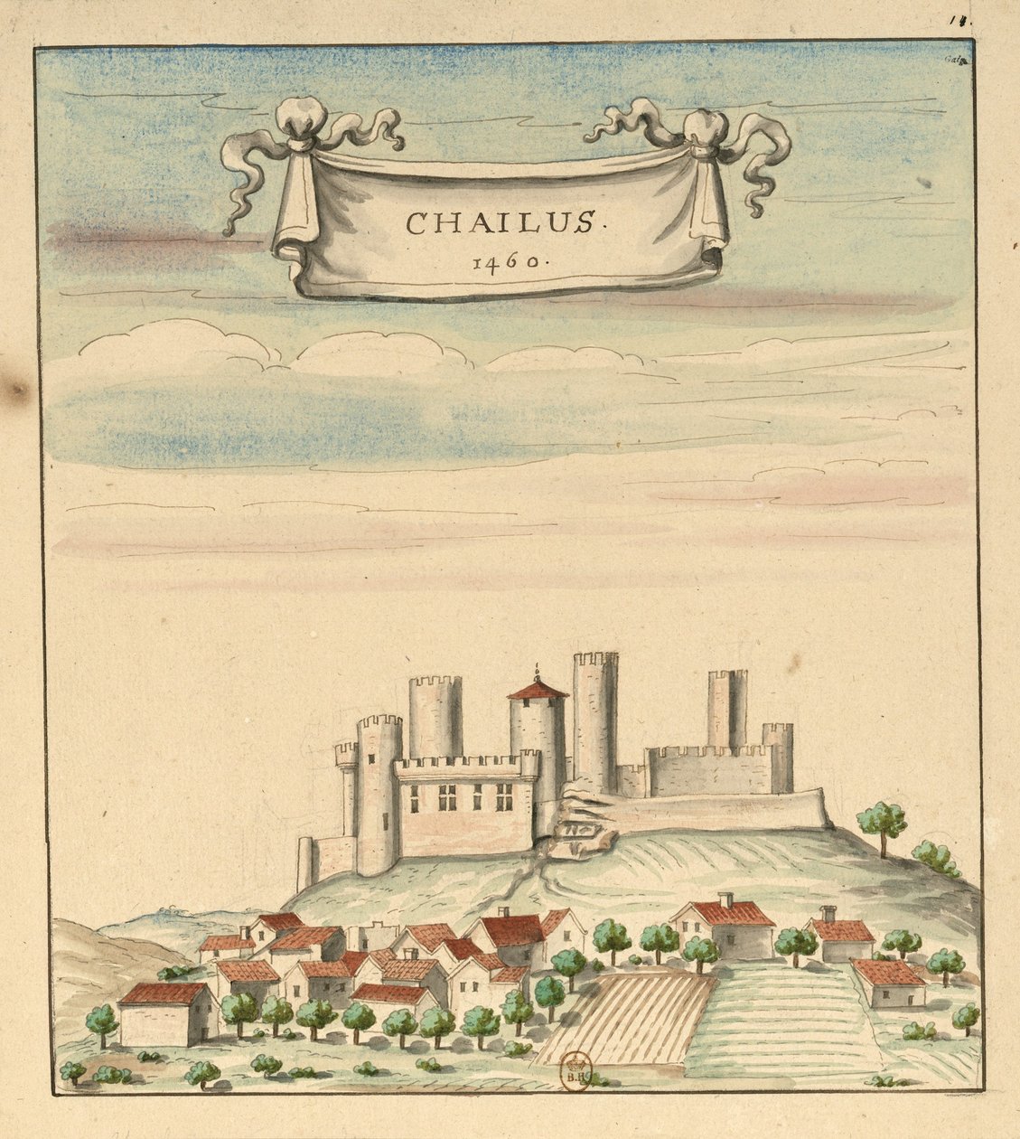 Château de Châlus en 1460 - Louis Boudan