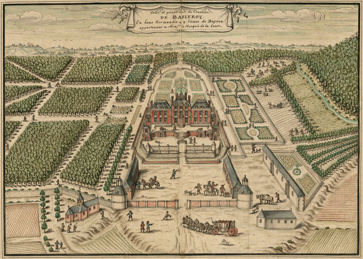 Dessin perspectif du château de Balleroy en France - Louis Boudan