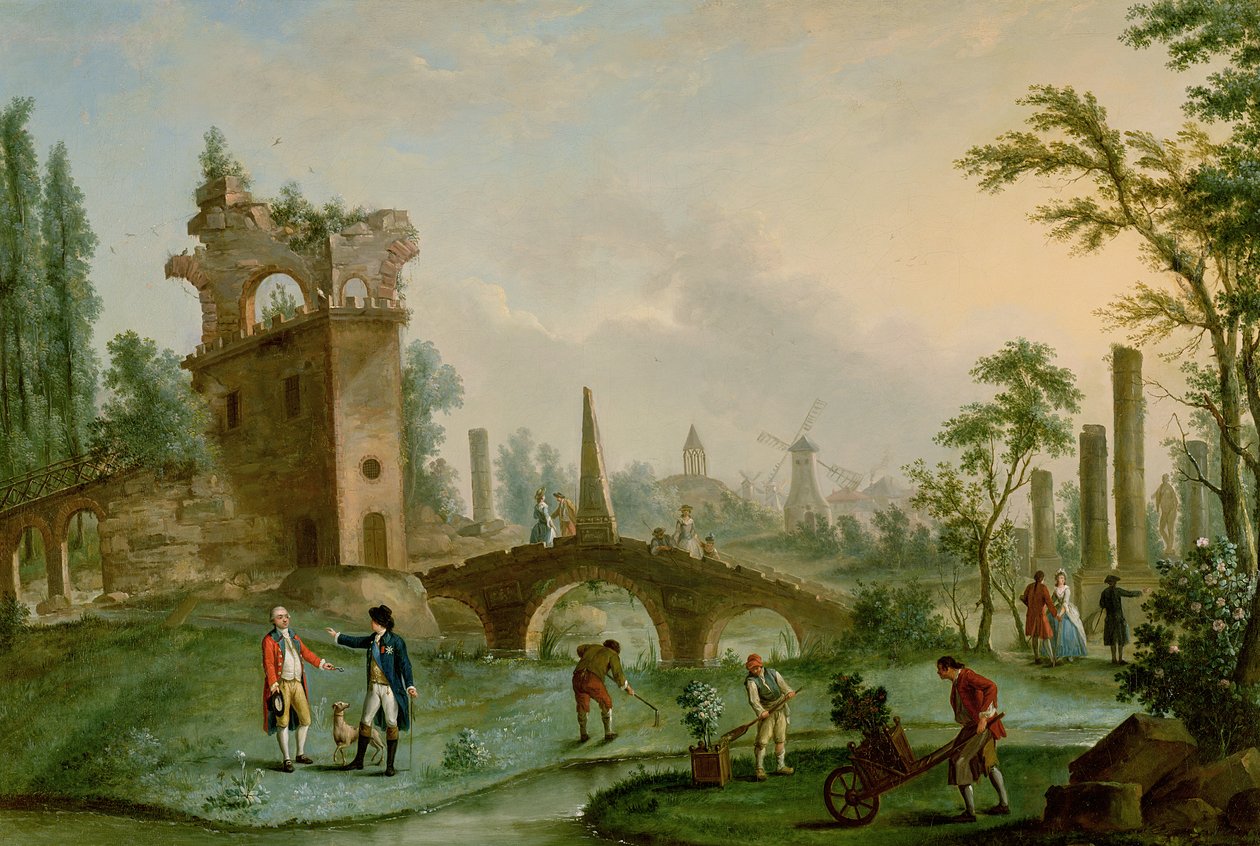 Carmontelle (1717-1806) remettant les clés du Parc Monceau à Paris au duc de Chartres (1747-93) - Louis Carrogis dit Carmontelle