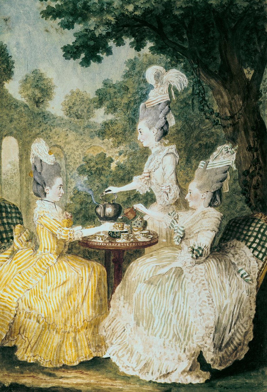 La Marquise de Montesson, La Marquise de Crest et la Comtesse de Damas prenant le thé - Louis Carrogis dit Carmontelle
