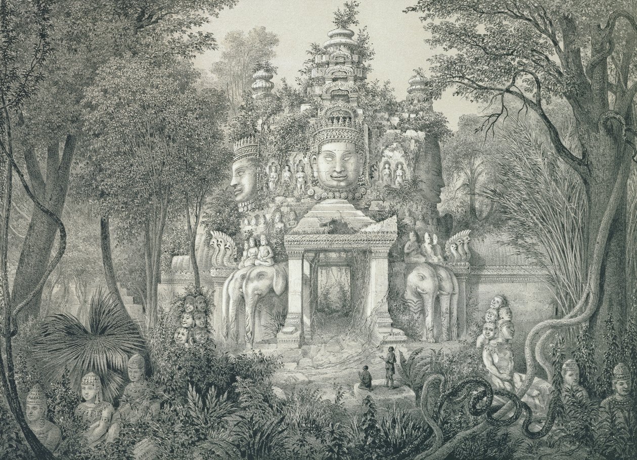 Un portail à Angkor Thom, 1873 - Louis Delaporte