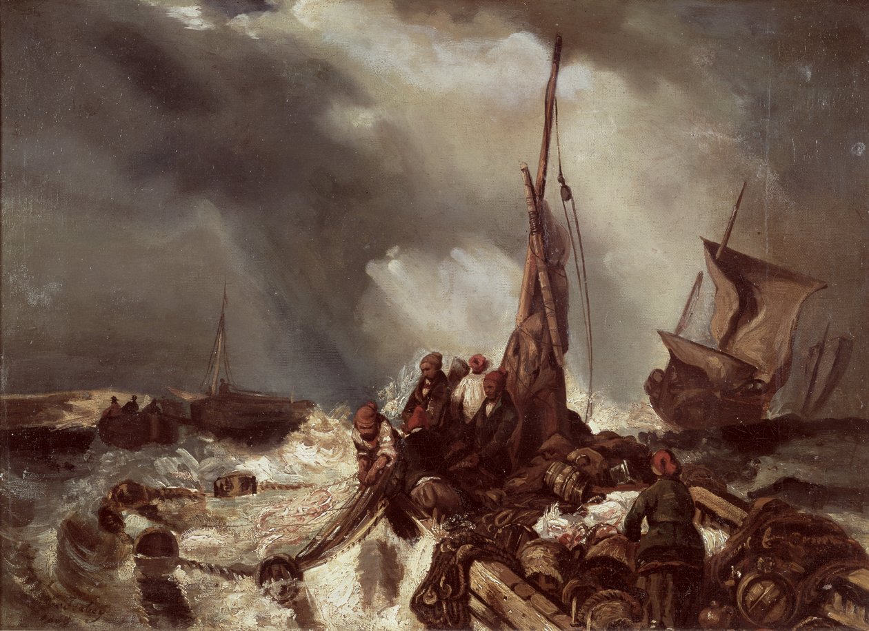 Un pêcheur tirant un filet, 1868 - Eugene Isabey