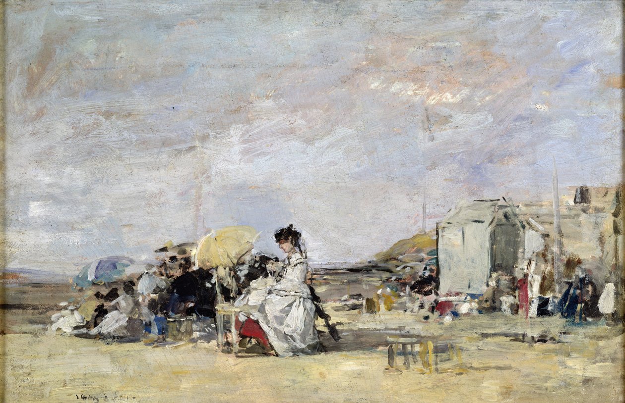 Femme en blanc sur la plage de Trouville, 1869 - Eugene Louis Boudin
