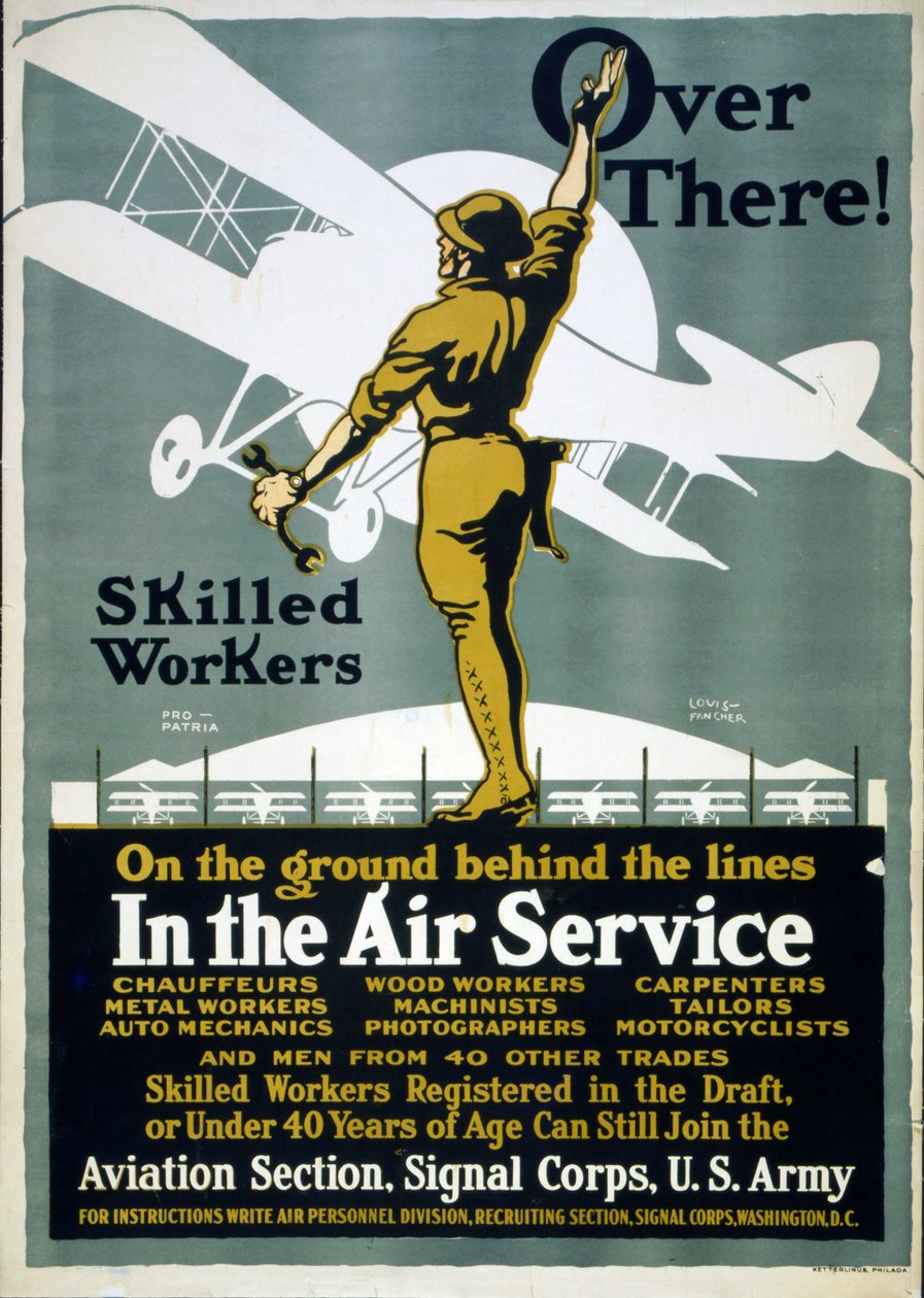 Là-bas ! Travailleurs qualifiés sur le terrain derrière les lignes - Dans le service aérien, 1917 - Louis Fancher