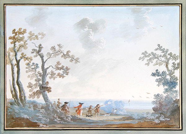 Chasseurs dans un paysage : une série de pendants - Louis Gabriel Moreau