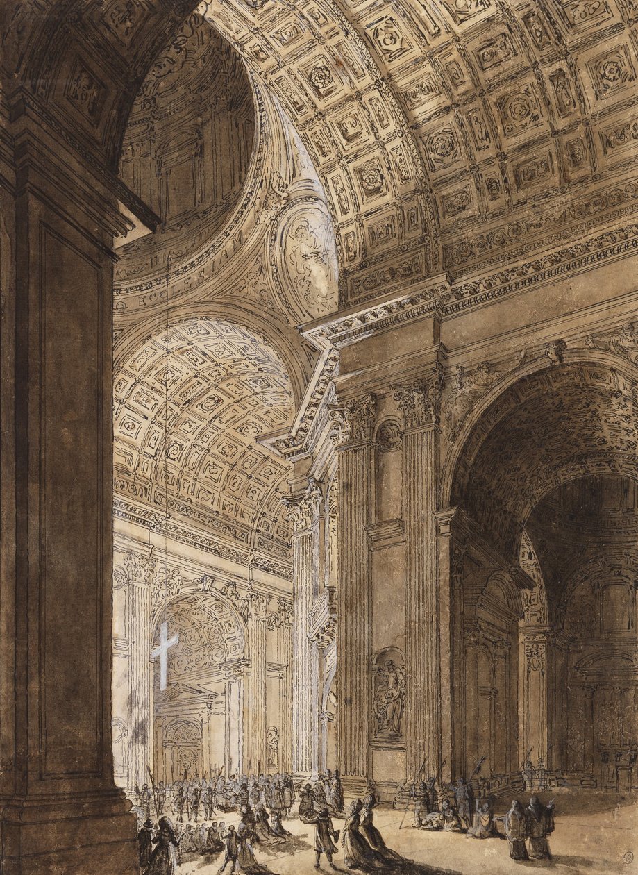 Intérieur de Saint-Pierre illuminé - Louis Jean Desprez