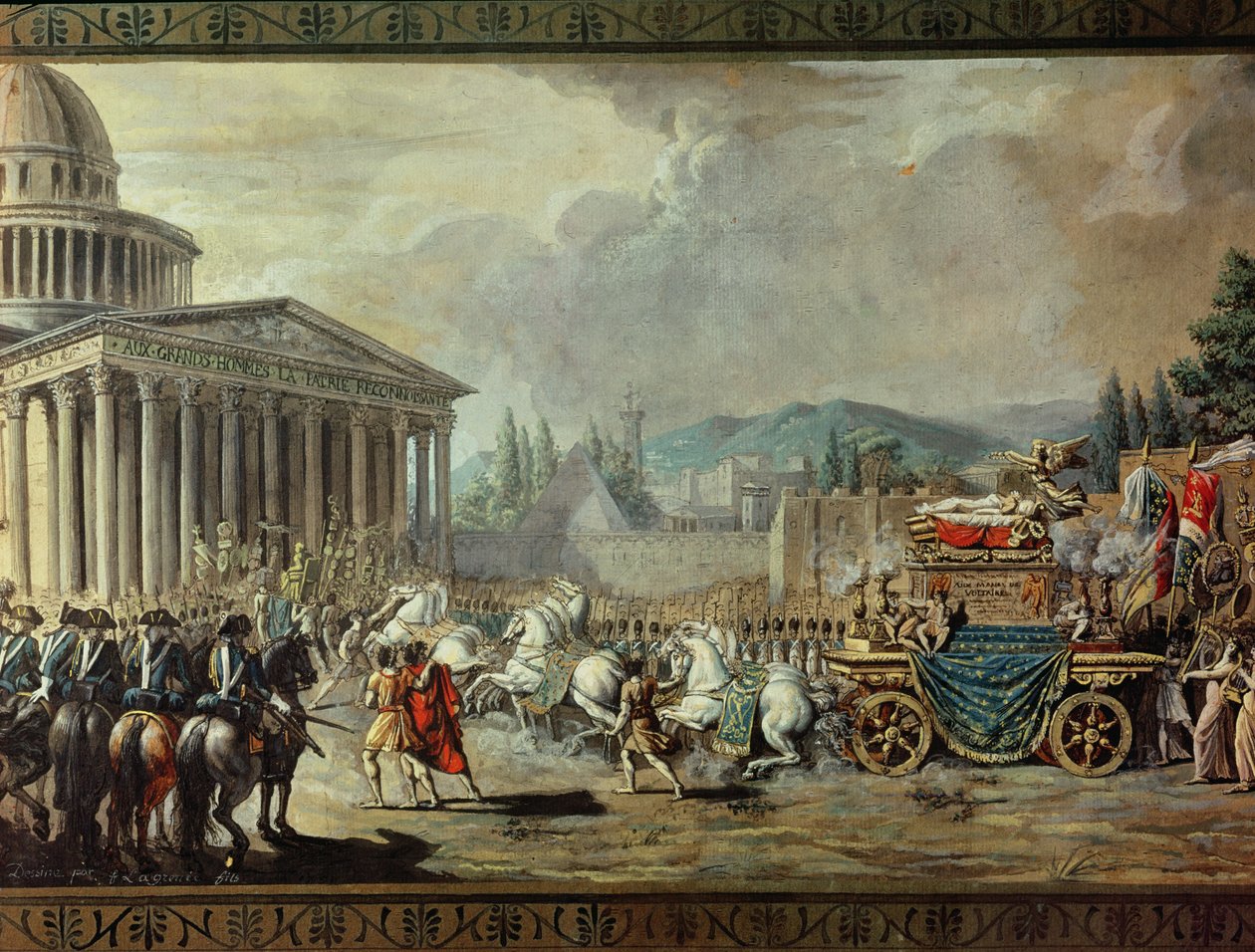 La translation des restes mortels de Voltaire (1694-1778) au Panthéon à Paris le 10 juillet 1791 (détail) - Louis Jean François Lagrenée