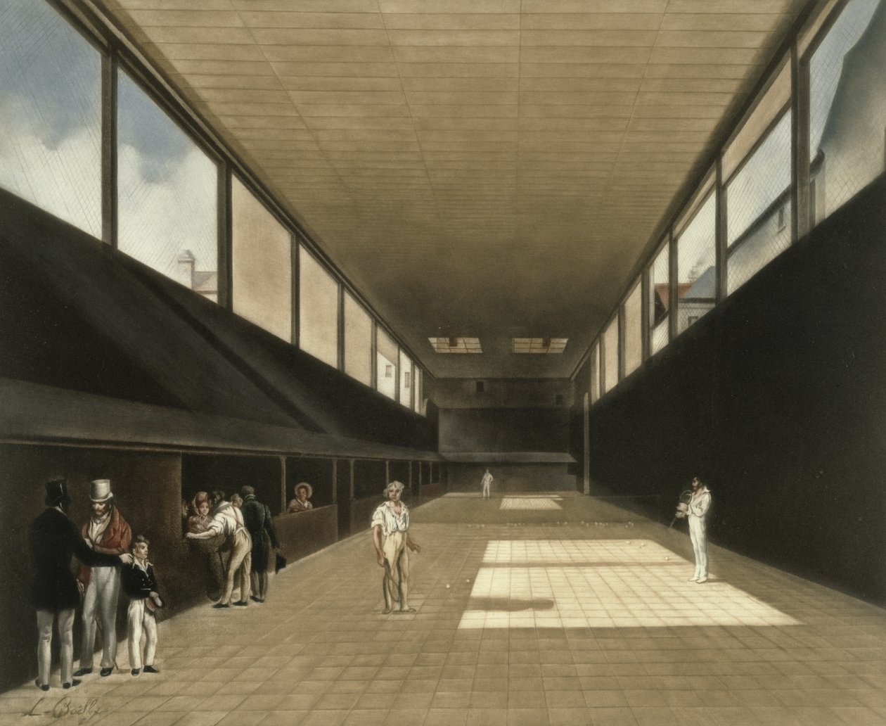 Le court de tennis à Versailles, gravé par Lawrence Josset, pub. 1976 - Louis Leopold Boilly