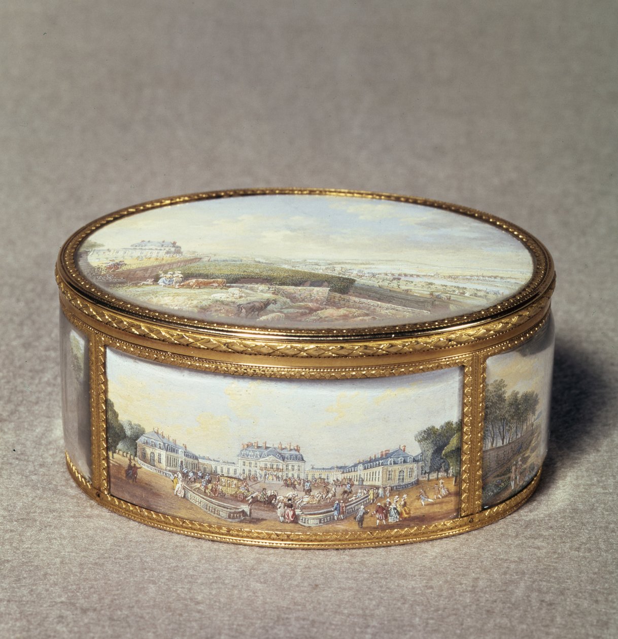 Boîte à tabac peinte avec des vues du Schloss Bellevue - Louis Nicolas van Blarenberghe