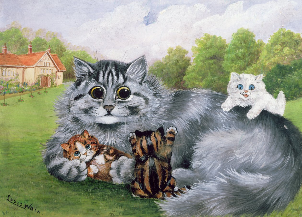 Chat et ses chatons - Louis Wain