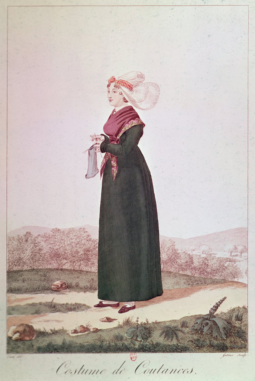 Costume féminin de Coutances, gravé par Georges Jacques Gatine - Louis Marie Lante